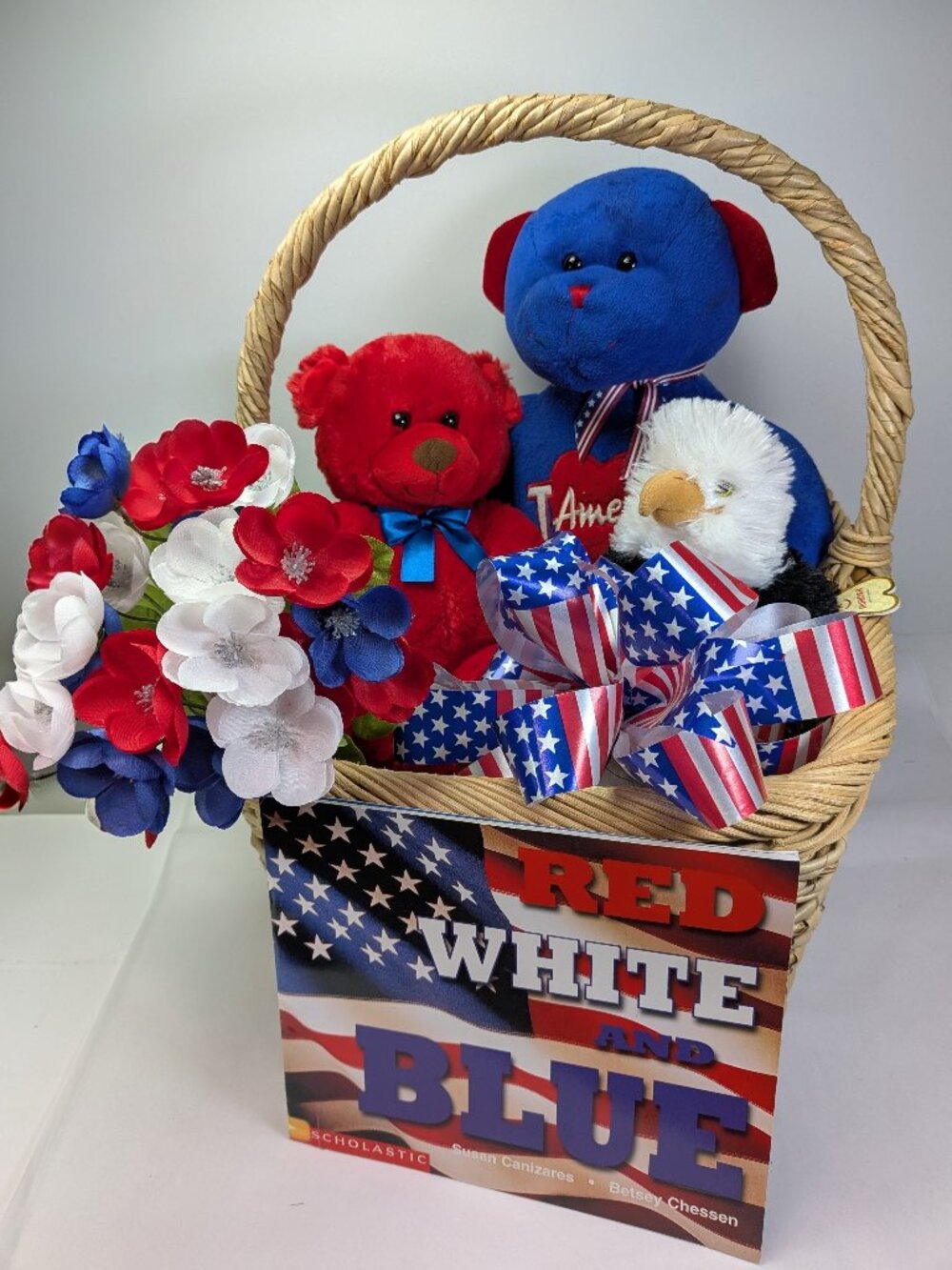 Patriotic Gift Basket Set Build-A-Bear Texas Rangers Plush & Aurora Eagle Teddy